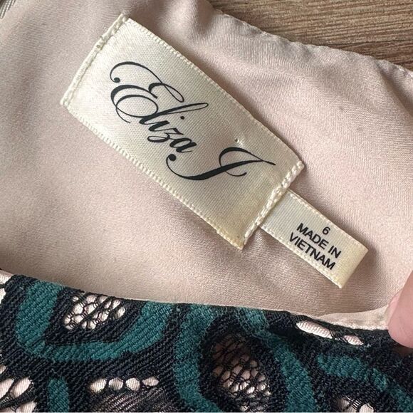 Eliza J Green Black Lace Dress Size 6 - Picture 14 of 16